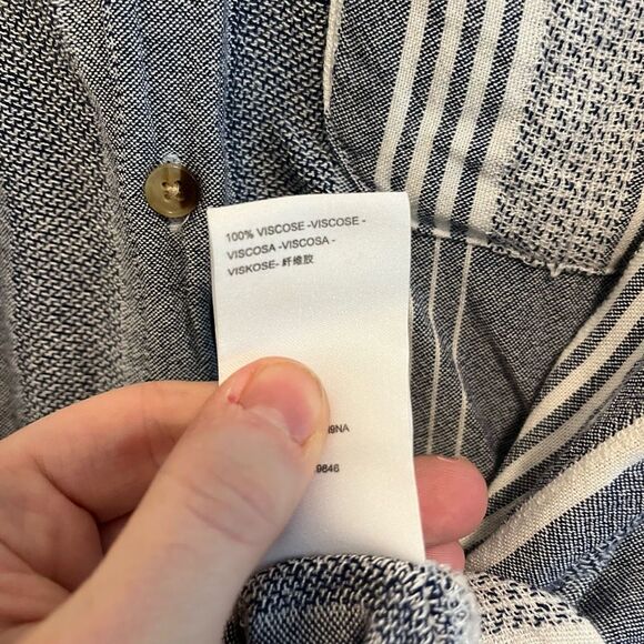 Anthropologie Maeve Blue‎ Striped Button Down Shirt Relaxed Fit Casual Medium - Picture 4 of 4